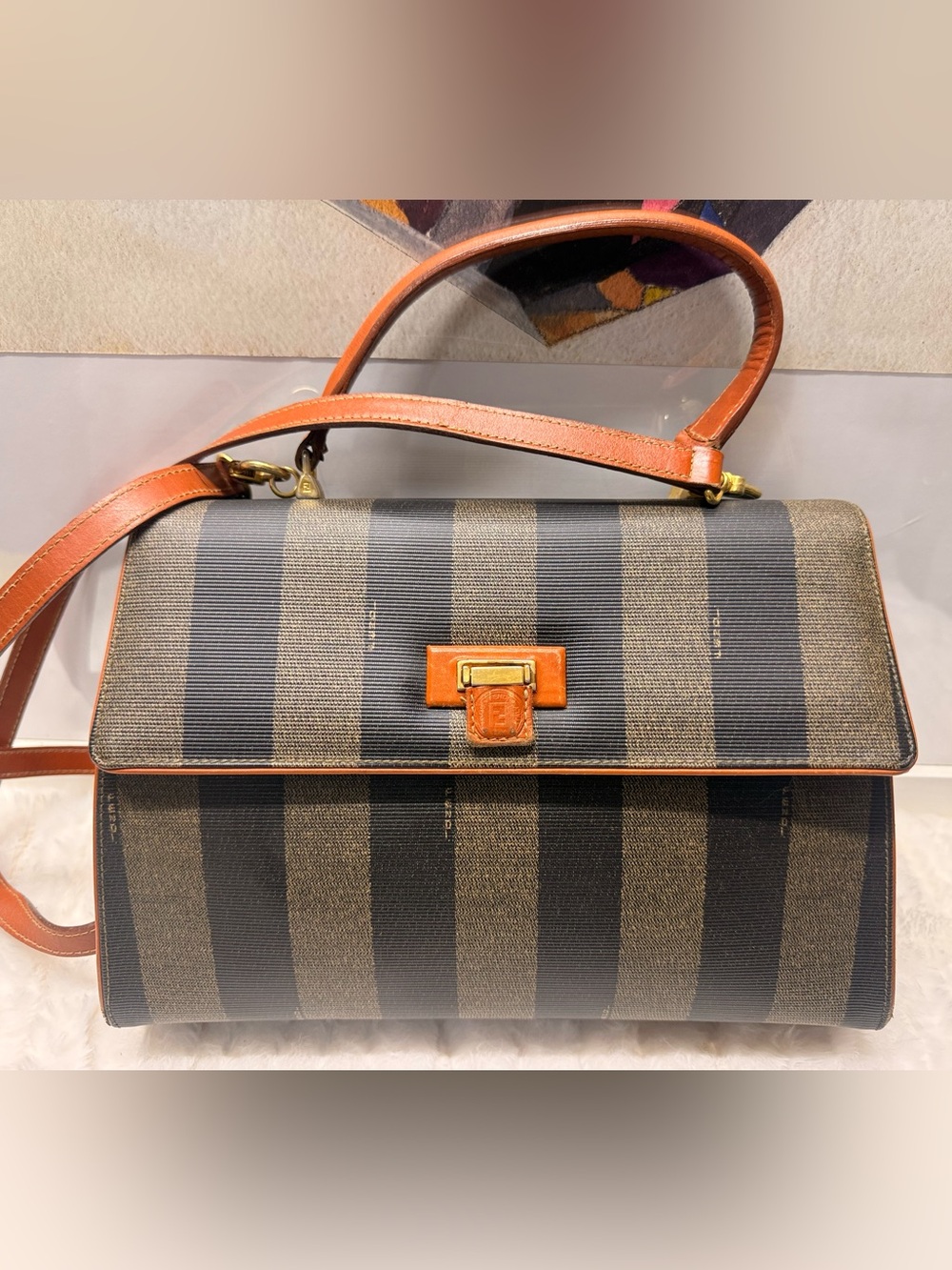 FENDI Pequin Top Handle and Long Strap Bag